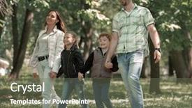  Presentation with children parents - Beautiful slide deck featuring leisure time in the city backdrop and a gray colored foreground