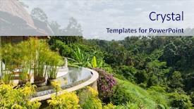  Presentation with tourism hotel - Presentation theme featuring leisure travel and tourism concept background and a sky blue colored foreground