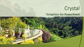  Presentation with tourism hotel - PPT theme featuring leisure travel and tourism concept background and a soft green colored foreground