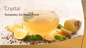  Presentation with ginger - Beautiful presentation theme featuring lemon-and-ginger-tea-mug backdrop and a lemonade colored foreground