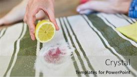  Presentation with lemon wine - Audience pleasing PPT layouts consisting of lemon and salt as a home remedy for removing red wine stains on carpet backdrop and a light gray colored foreground