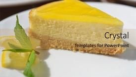  Presentation with cheesecake - Audience pleasing slide set consisting of lemon cheesecake on the plate backdrop and a yellow colored foreground