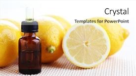  Presentation with essence - Colorful theme enhanced with lemon essence oil - beauty treatment backdrop and a white colored foreground
