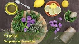  Presentation with wood rustic - Presentation theme enhanced with lemon fruit and olive oil background and a tawny brown colored foreground