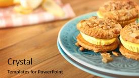  Presentation with ice cream truck - Slides enhanced with lemon ice cream cookie sandwiches background and a gold colored foreground