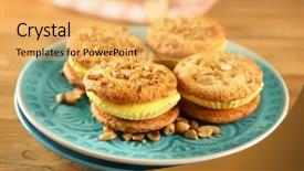  Presentation with dessert oreo ice cream - PPT theme having lemon ice cream cookie sandwiches background and a yellow colored foreground