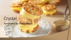  Presentation with ice cream - Presentation design with lemon ice cream cookie sandwiches background and a coral colored foreground