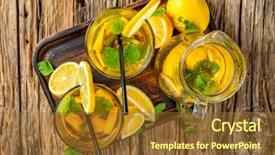  Presentation with ice lemon tea - Beautiful PPT theme featuring lemon ice tea served on wooden table backdrop and a tawny brown colored foreground