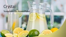  Presentation with citrus - Beautiful PPT theme featuring lemon juice - citrus lemonade in pitcher backdrop and a lemonade colored foreground