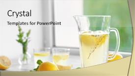  Presentation with lemonade - Theme enhanced with lemon juice - cold fresh lemonade on windowsill background and a white colored foreground
