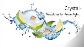 Presentation with water splash - PPT layouts enhanced with lemon juice - mohito cocktail isolated on white background and a white colored foreground