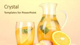  Presentation with yellow orange - Beautiful PPT theme featuring lemon juice - orange lemonade in pitcher backdrop and a cream colored foreground
