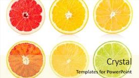  Presentation with collection agency - Audience pleasing PPT theme consisting of lemon lime - collection of 6 citrus sices backdrop and a  colored foreground