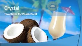  Presentation with tropical - Amazing PPT theme having lemon lime party - tropical drink backdrop and a teal colored foreground