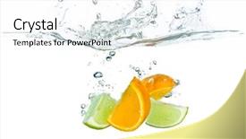  Presentation with lemon lime - Presentation theme having lemon lime water - citrus fruit splashing isolated background and a  colored foreground