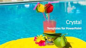 Presentation with swimming pool - Theme with lemon lime water - glass cocktail drink background and a  colored foreground