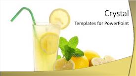  Presentation with fruit drink - Amazing PPT theme having lemon lime water - iced drink with mint backdrop and a white colored foreground