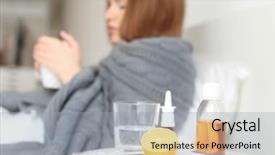  Presentation with medicines - Slide set with lemon medicines and electronic thermometer background and a light gray colored foreground