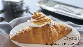  Presentation with croissant - Presentation consisting of lemon-meringue-croissant-on-plate background and a red colored foreground