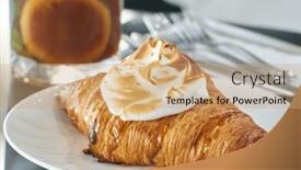  Presentation with croissant - Presentation theme with lemon-meringue-croissant-on-plate background and a coral colored foreground