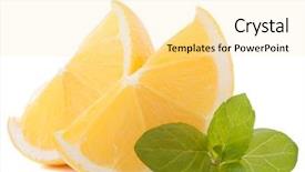  Presentation with citrus - Beautiful PPT theme featuring lemon or citron citrus fruit slice isolated on white background cutout backdrop and a blonde colored foreground