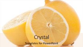  Presentation with citrus - Colorful theme enhanced with lemon or citron citrus fruit backdrop and a yellow colored foreground