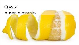  Presentation with orange peel isolated - Amazing theme having lemon peel isolated on white backdrop and a white colored foreground