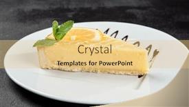  Presentation with cheesecake - Slide set featuring lemon-tart-with-mint-leaves background and a yellow colored foreground