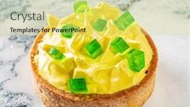  Presentation with lemon - Slides with lemon-tartlets-with-cream background and a yellow colored foreground