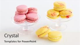  Presentation with confectionery - Slide set enhanced with pink macarons on glass confectionery background and a lemonade colored foreground