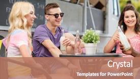  Presentation with food truck - Theme featuring lemonade - leisure and people concept background and a coral colored foreground