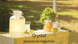  Presentation with lemonade - Audience pleasing PPT theme consisting of lemonade in glass jar backdrop and a yellow colored foreground