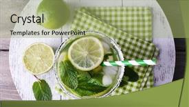  Presentation with lemonade - Colorful theme enhanced with lemonade in glass on tray backdrop and a mint green colored foreground