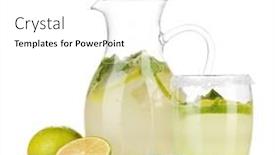  Presentation with lemonade - PPT theme enhanced with lemonade in pitcher and glass isolated on white background and a white colored foreground