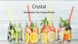  Presentation with lemonade - PPT theme featuring lemonade jar with summer fruits background and a sky blue colored foreground