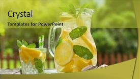  Presentation with lemonade - Audience pleasing PPT theme consisting of lemonade pitcher and glass backdrop and a yellow colored foreground