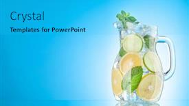  Presentation with blue mint - Presentation theme having lemonade-pitcher-with-lemon-mint background and a cyan colored foreground