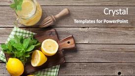  Presentation with ice lemon tea - Slide deck consisting of lemonade pitcher with lemon mint background and a coral colored foreground