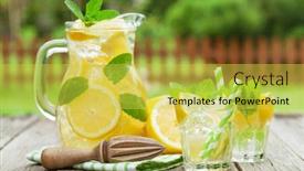  Presentation with lemonade - Colorful PPT theme enhanced with lemonade-with-lemon-mint backdrop and a yellow colored foreground