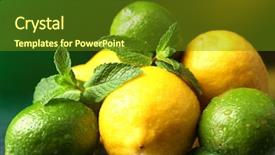  Presentation with lemons - Theme having lemons and limes on bright background background and a tawny brown colored foreground