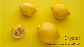  Presentation with lemons - Theme enhanced with lemons on yellow table ready for top view background and a gold colored foreground