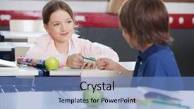  Presentation with giving to church - Beautiful presentation design featuring lending - cute little girl giving pencil backdrop and a teal colored foreground