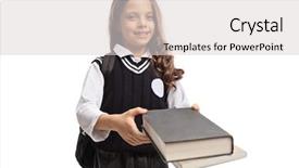  Presentation with books gratis - Amazing presentation having lending - little schoolgirl giving books isolated backdrop and a light gray colored foreground
