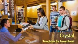  Presentation with college students - Slides having lending - young students in a row background and a tawny brown colored foreground