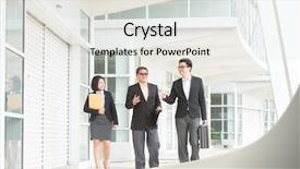  Presentation with team discussion - PPT theme enhanced with length asian business team meet background and a  colored foreground