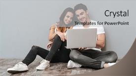  Presentation with floor - PPT layouts with length image isolated gray background background and a light gray colored foreground