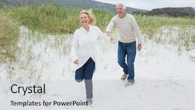  Presentation with active seniors senior couple - Presentation theme consisting of length of a cheerful senior background and a light gray colored foreground