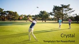  Presentation with golf - Presentation theme having length of friends playing golf background and a gold colored foreground