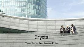  Presentation with full page business services - Slide deck enhanced with length of three business people background and a light gray colored foreground