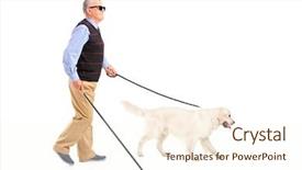  Presentation with blind stick - Presentation design enhanced with length portrait of a blind background and a cream colored foreground